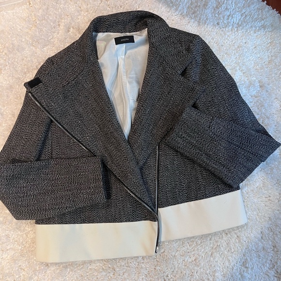 JOSEPH Tweed / Black & Off white Biker Style Jacket - Picture 2 of 7